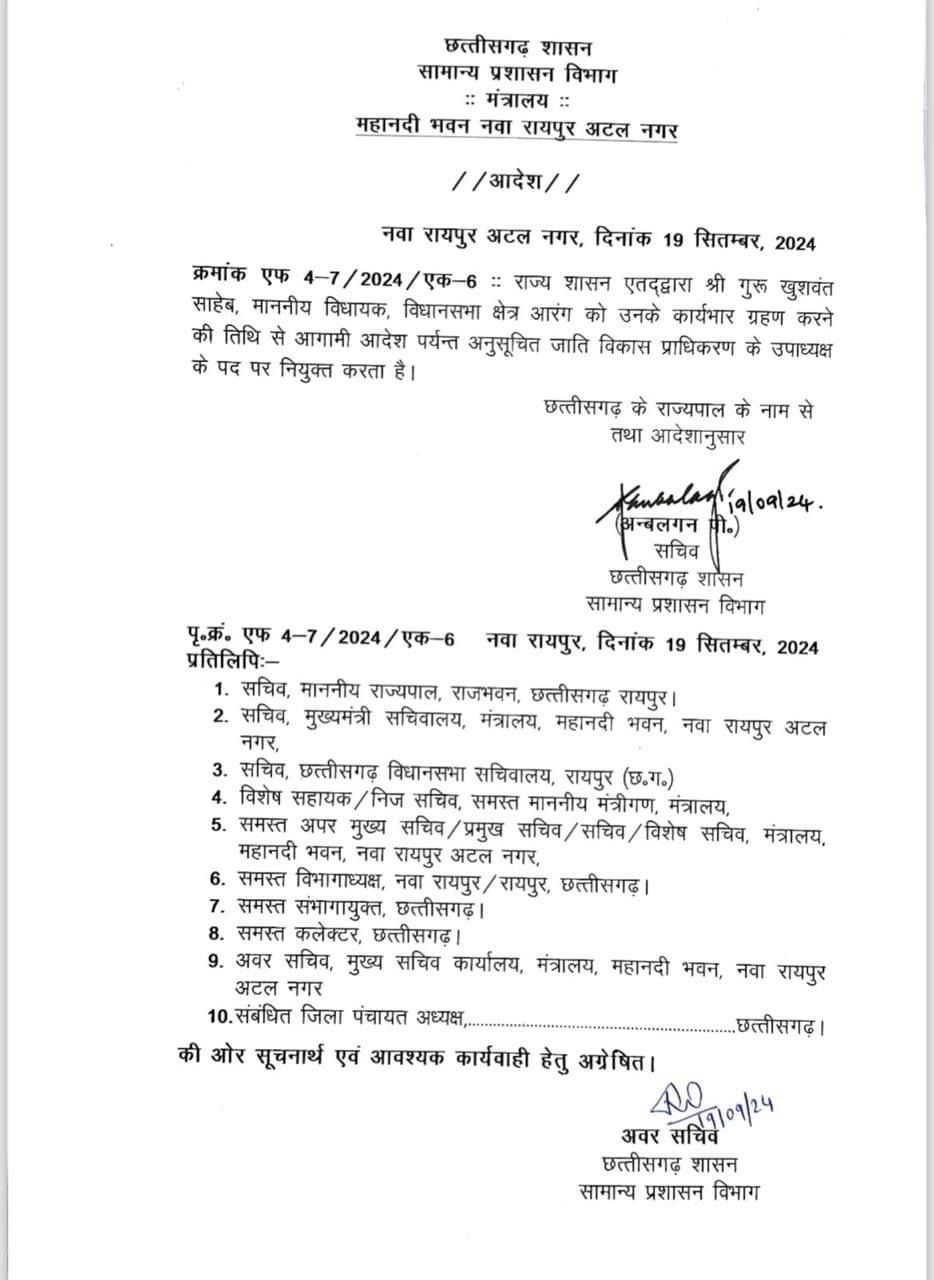 Appointments in Chhattisgarh Corporation Boards